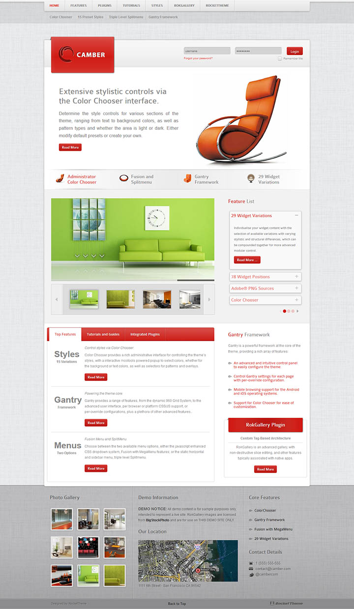 WordPress шаблон RocketTheme Camber