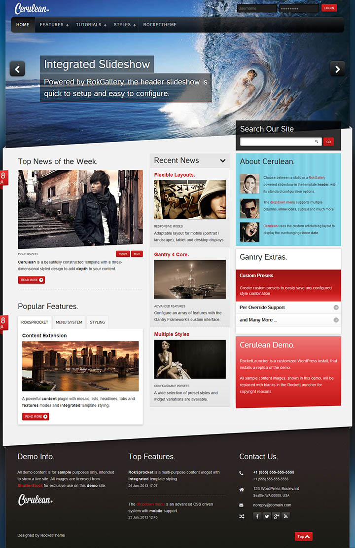 WordPress шаблон RocketTheme Cerulean