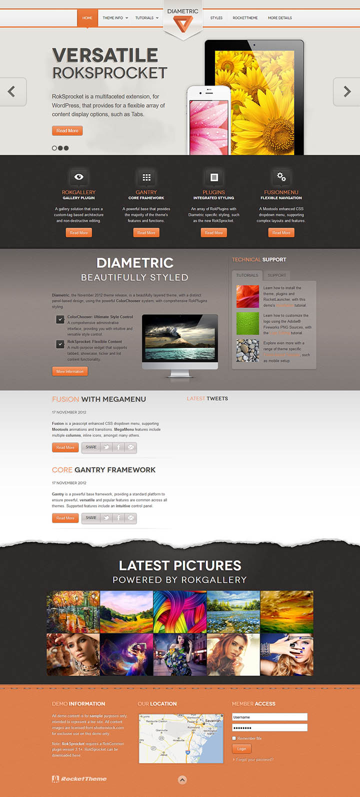 WordPress шаблон RocketTheme Diametric