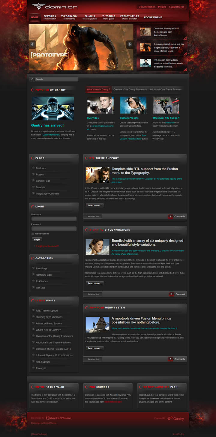 WordPress шаблон RocketTheme Dominion