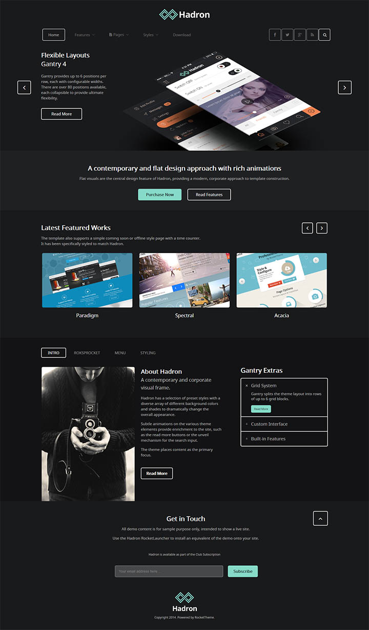 WordPress шаблон RocketTheme Hadron