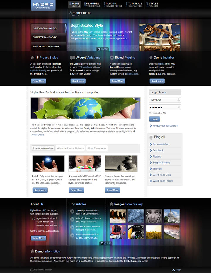 WordPress шаблон RocketTheme Hybrid