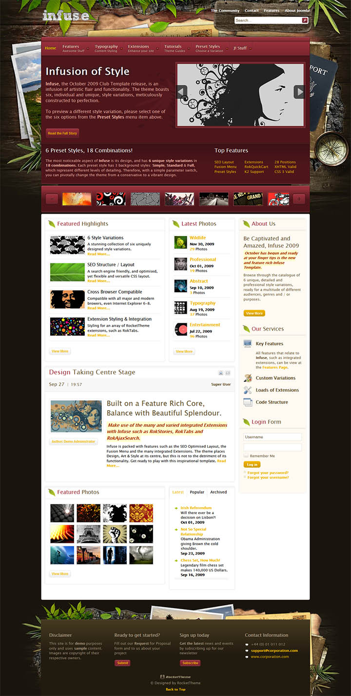 WordPress шаблон RocketTheme Infuse