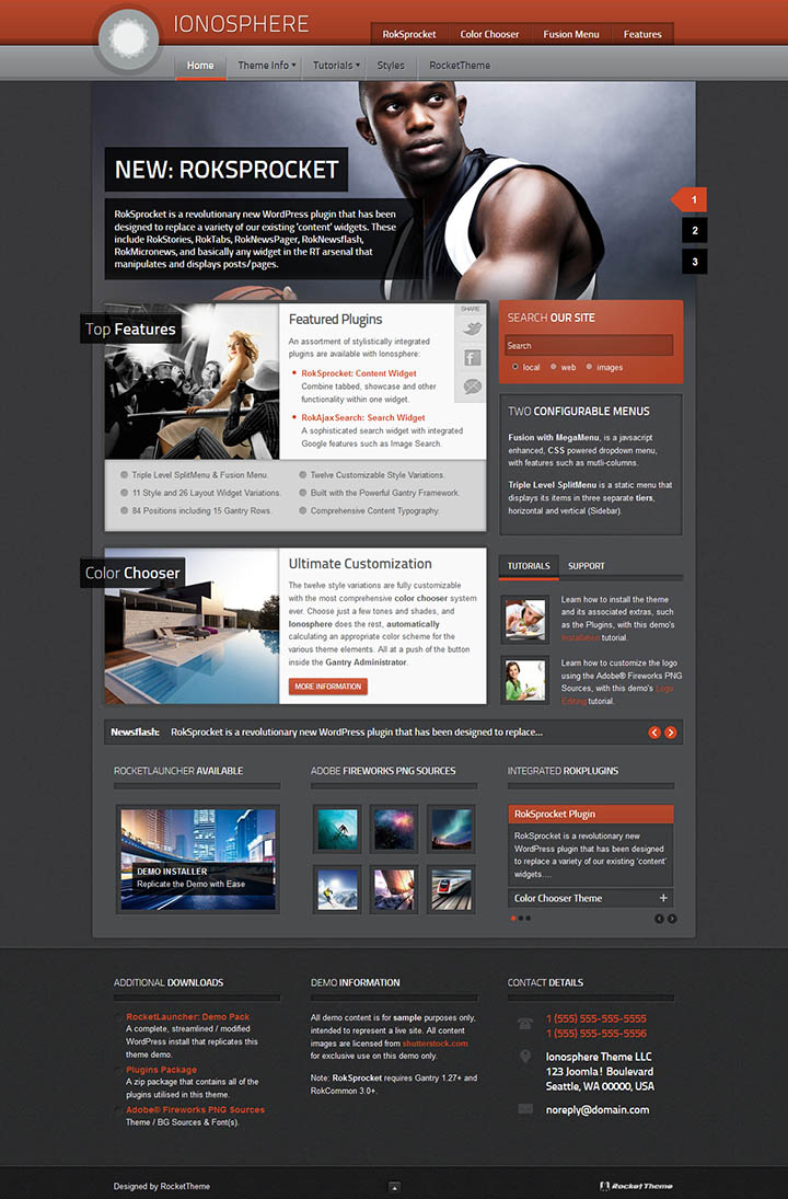 WordPress шаблон RocketTheme Ionosphere