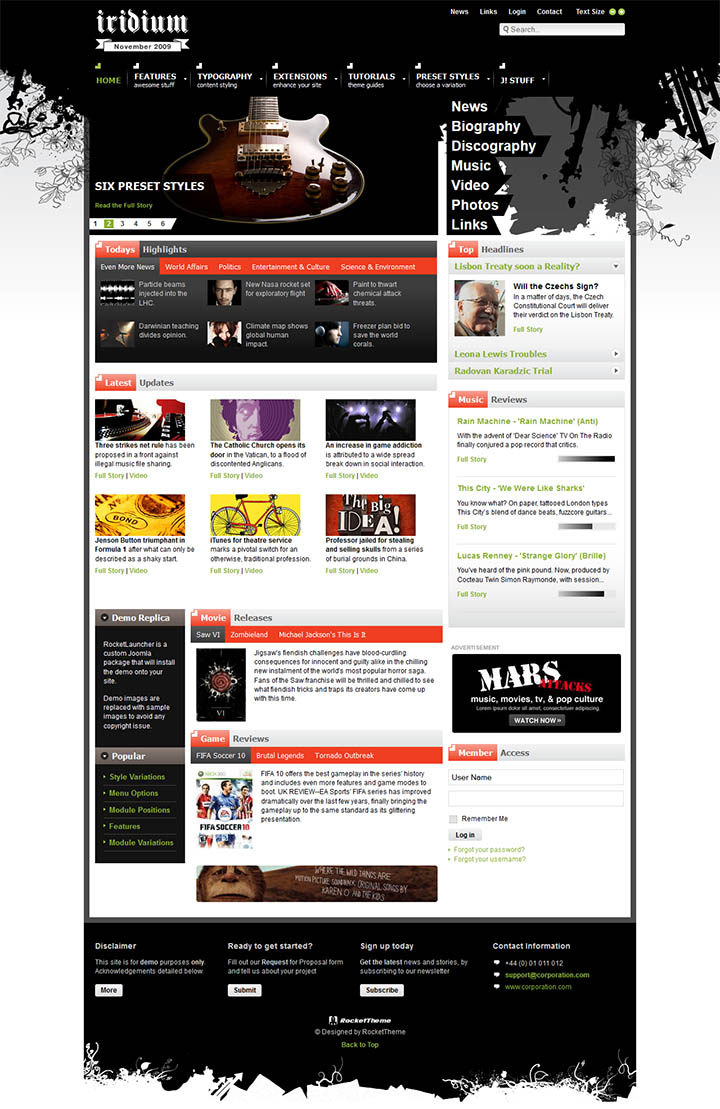 WordPress шаблон RocketTheme Iridium