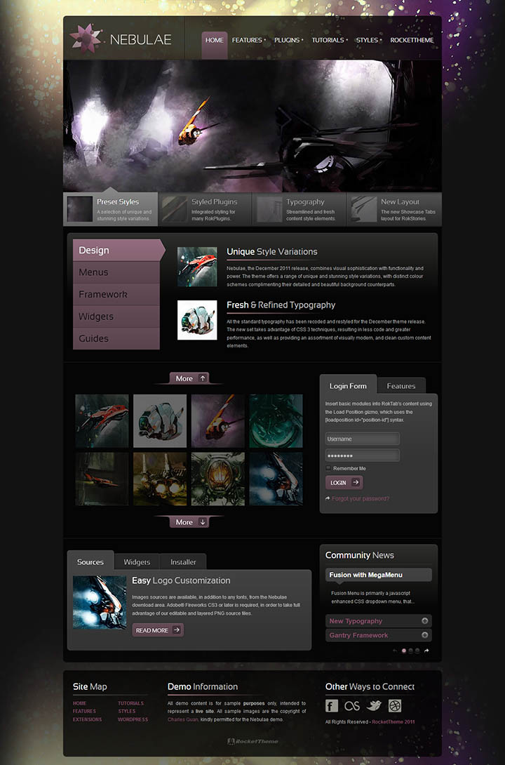 WordPress шаблон RocketTheme Nebulae