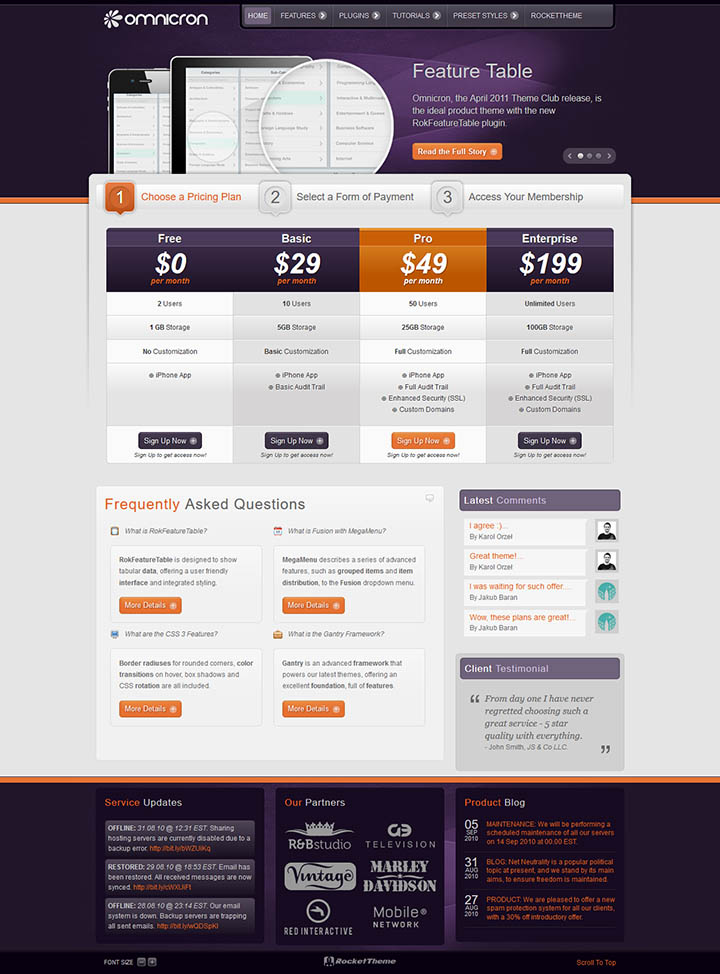 WordPress шаблон RocketTheme Omnicron