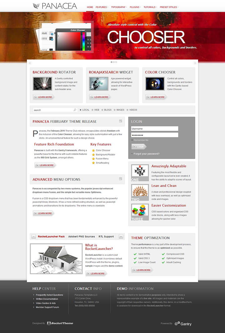 WordPress шаблон RocketTheme Panacea