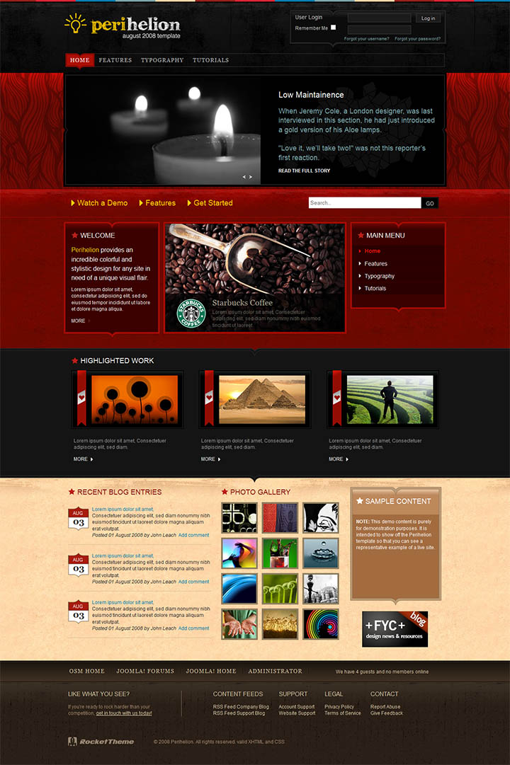 WordPress шаблон RocketTheme Perihelion