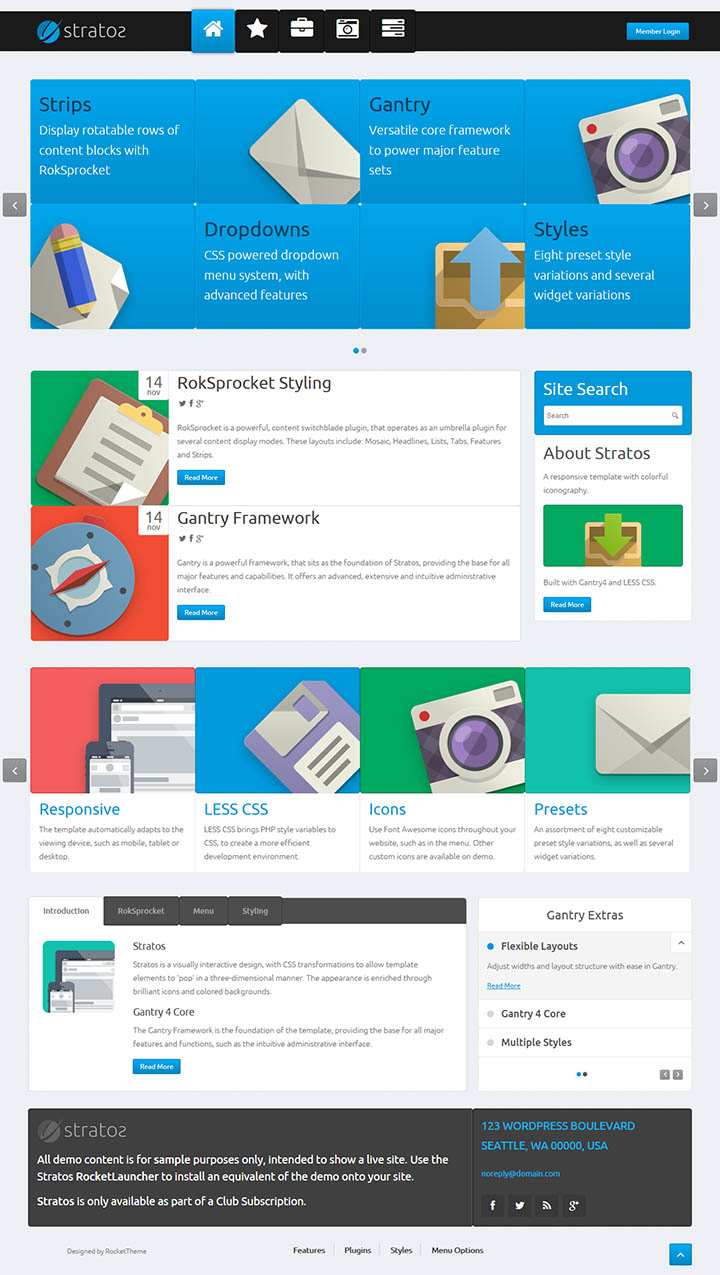 WordPress шаблон RocketTheme Stratos