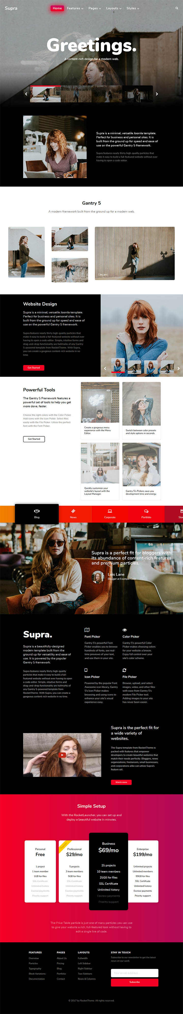 WordPress шаблон RocketTheme Supra