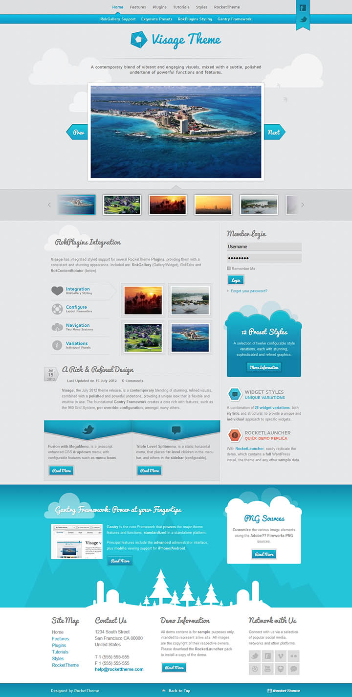 WordPress шаблон RocketTheme Visage