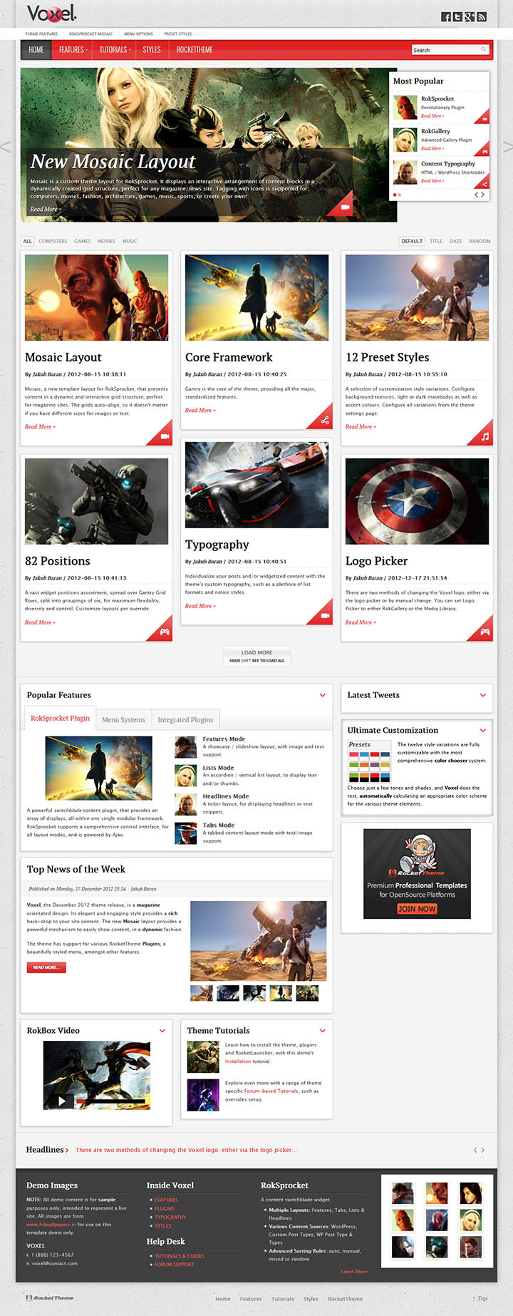 WordPress шаблон RocketTheme Voxel