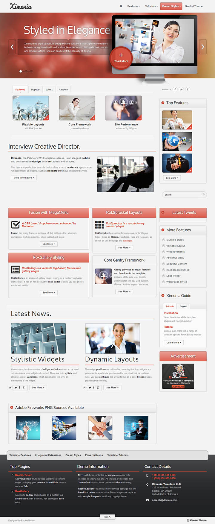 WordPress шаблон RocketTheme Ximenia