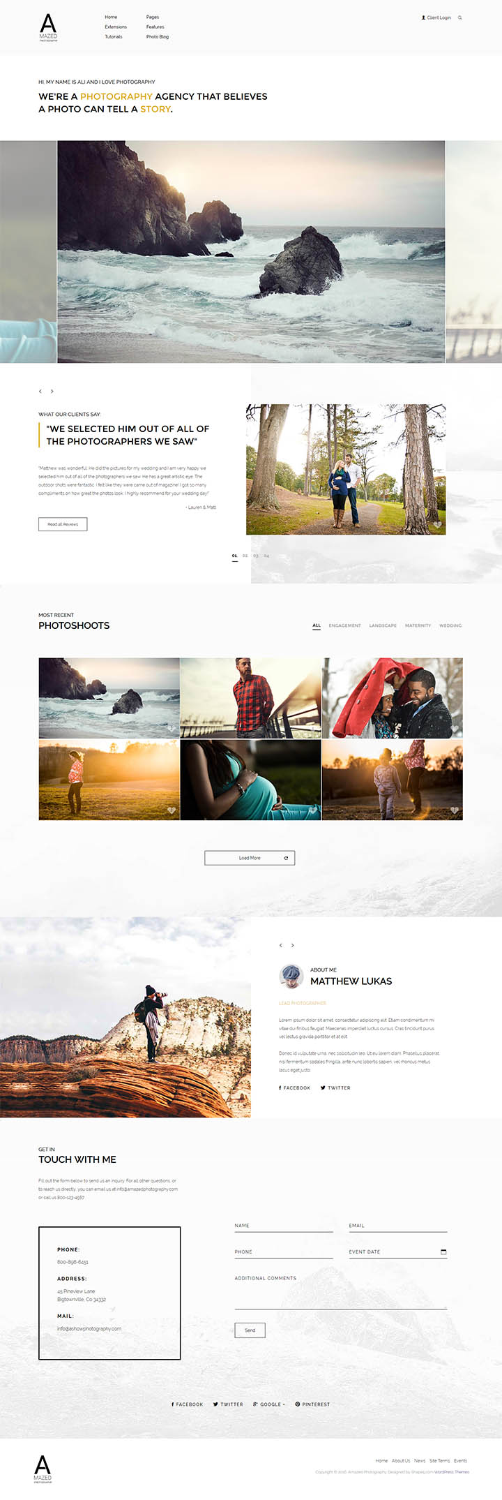 WordPress шаблон Shape5 Amazed Photography