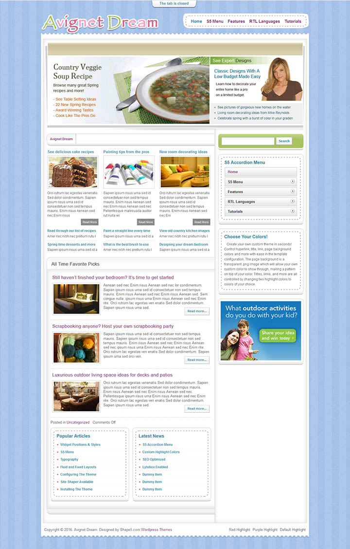 WordPress шаблон Shape5 Avignet Dream