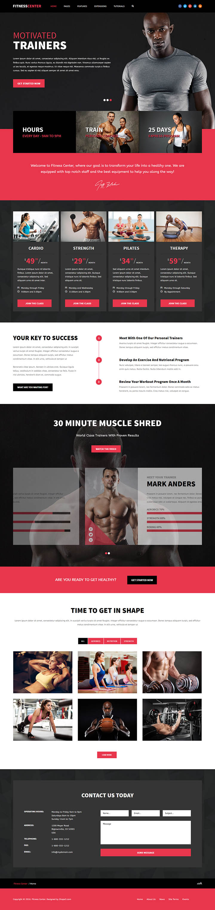 WordPress шаблон Shape5 Fitness Center