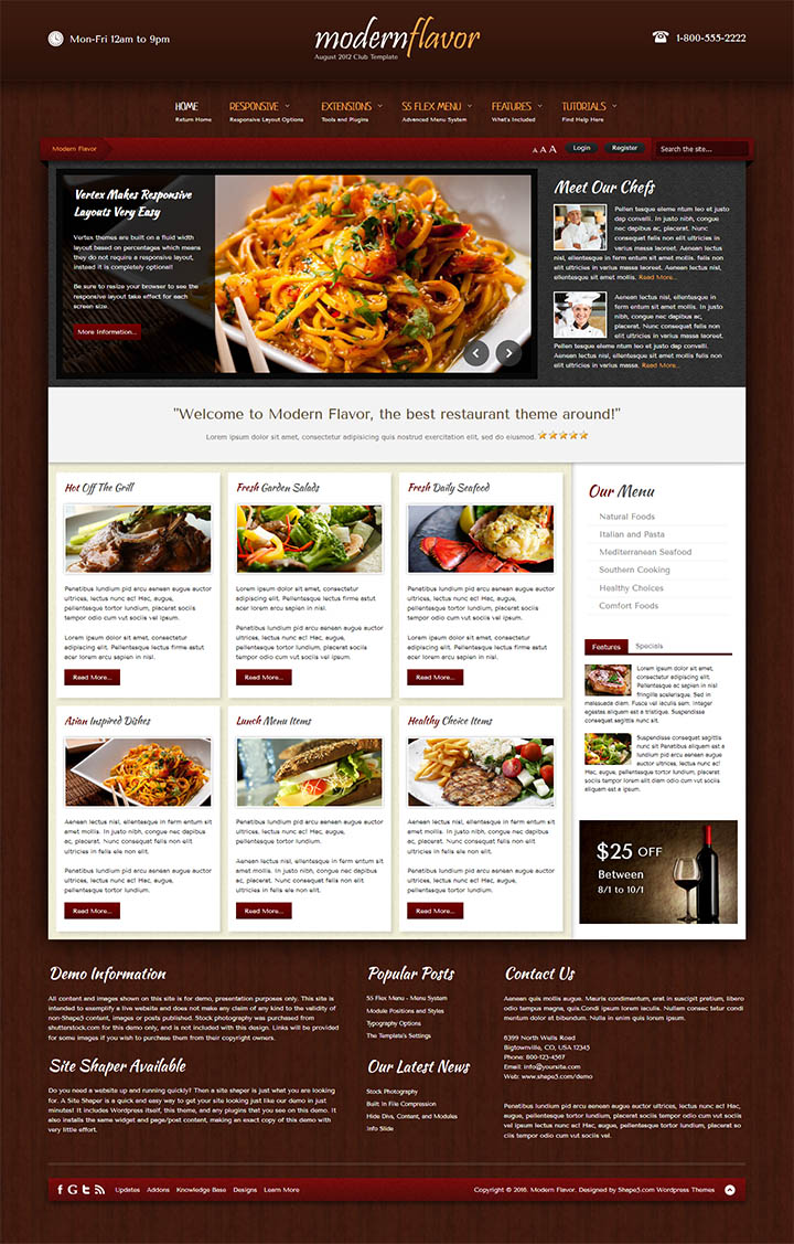 WordPress шаблон Shape5 Modern Flavor