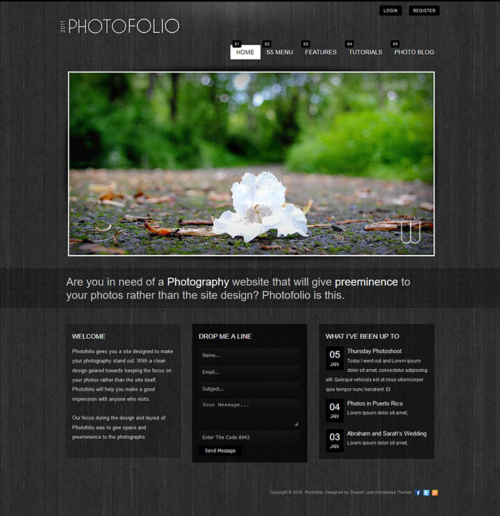 WordPress шаблон Shape5 Photofolio