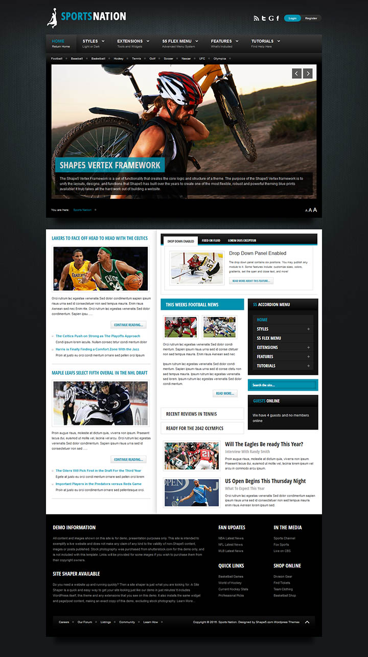 WordPress шаблон Shape5 Sports Nation