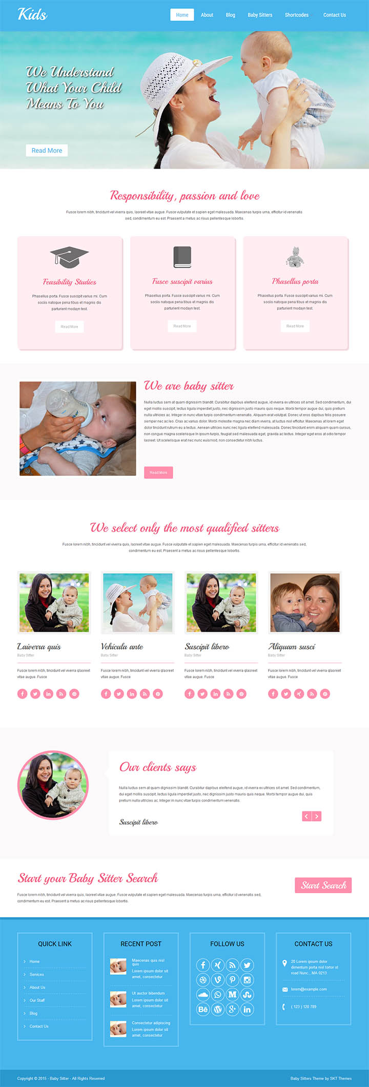 WordPress шаблон SKT Themes Babysitter Pro