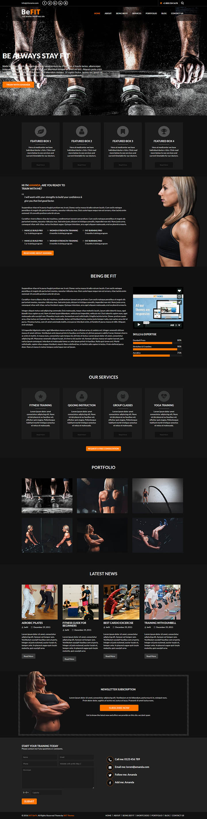 WordPress шаблон SKT Themes BeFit Pro