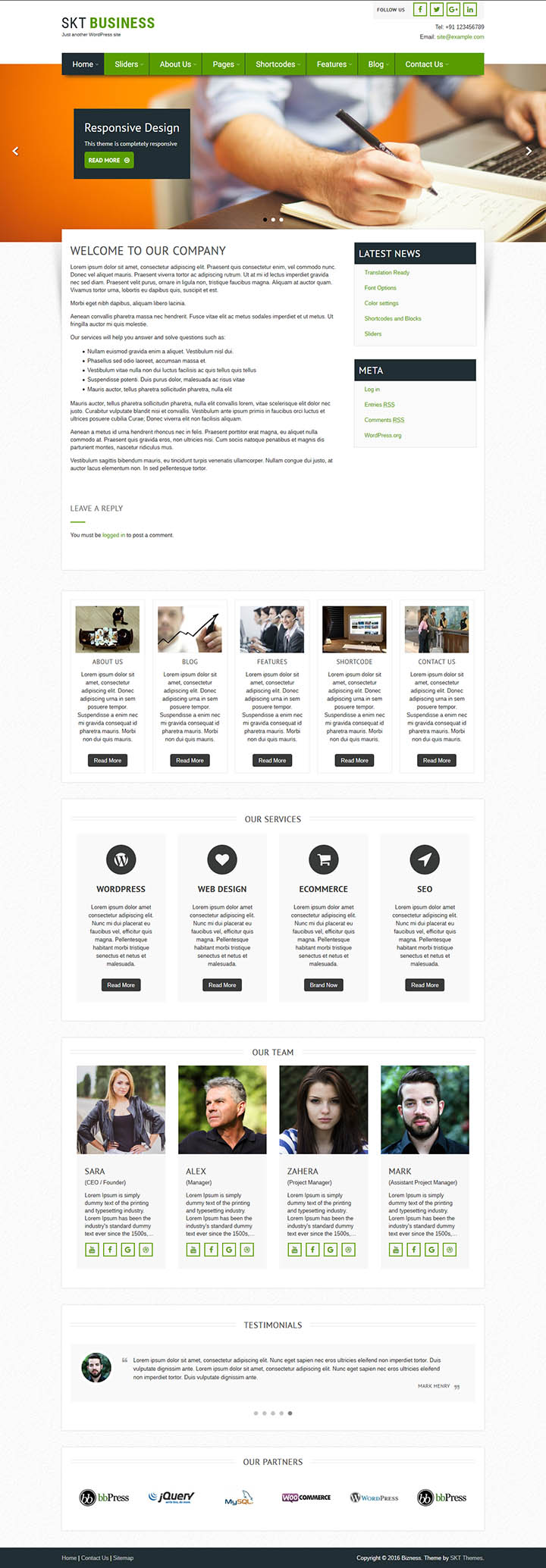 WordPress шаблон SKT Themes Bizness Pro