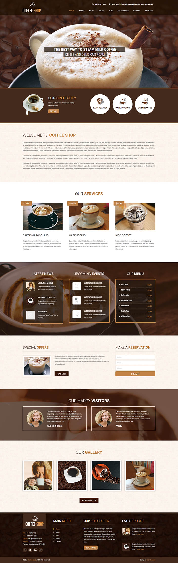 WordPress шаблон SKT Themes Coffee Shop Pro