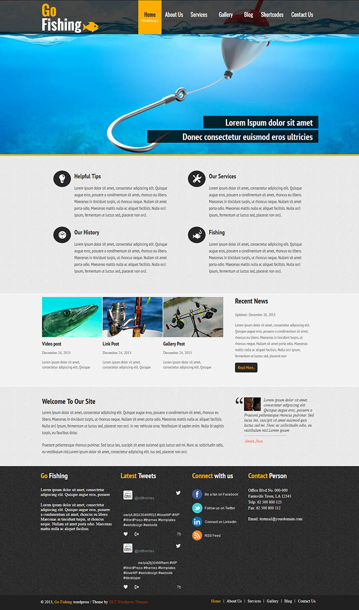 WordPress шаблон SKT Themes Go Fishing Pro