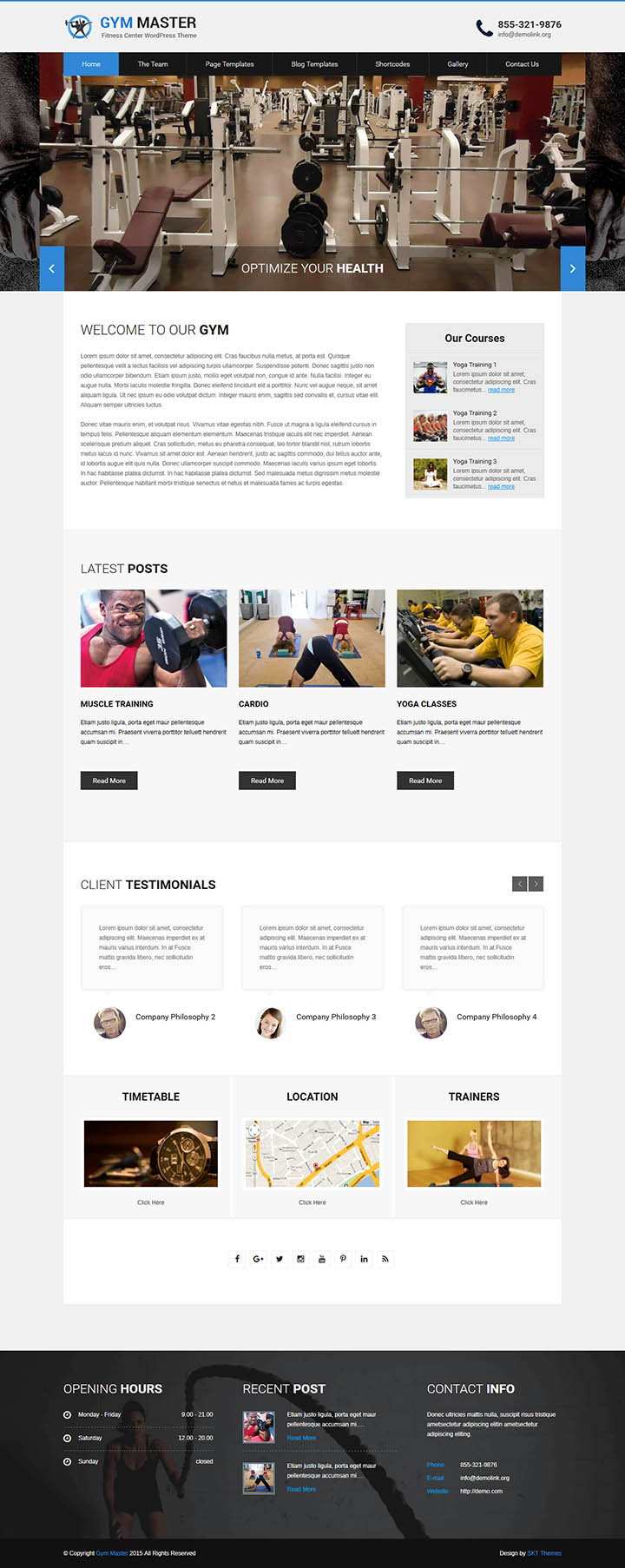 WordPress шаблон SKT Themes Gym Master Pro
