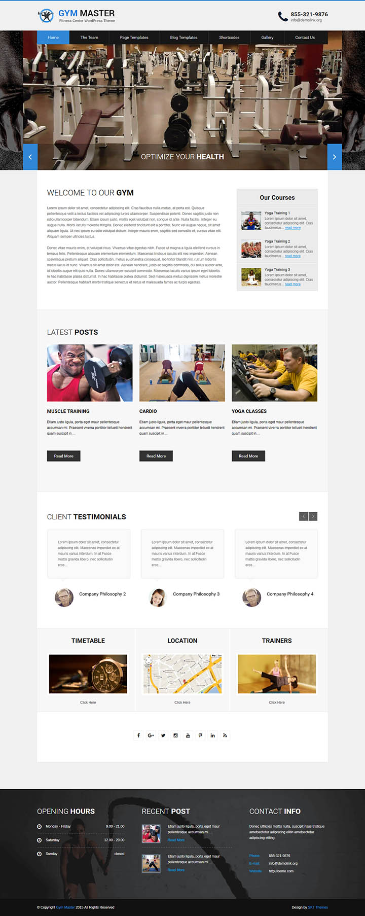 WordPress шаблон SKT Themes Gym Master Pro