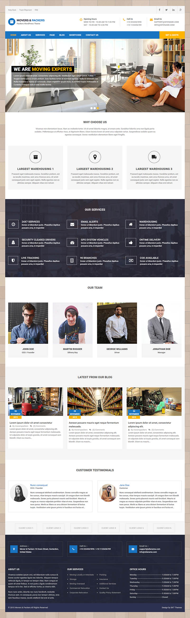 WordPress шаблон SKT Themes Movers And Packers Pro