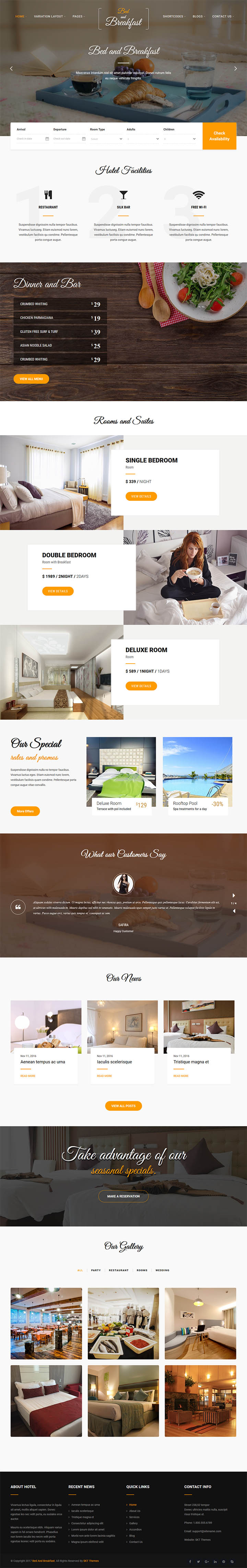 WordPress шаблон SKT Themes Perfect Bed and Breakfast