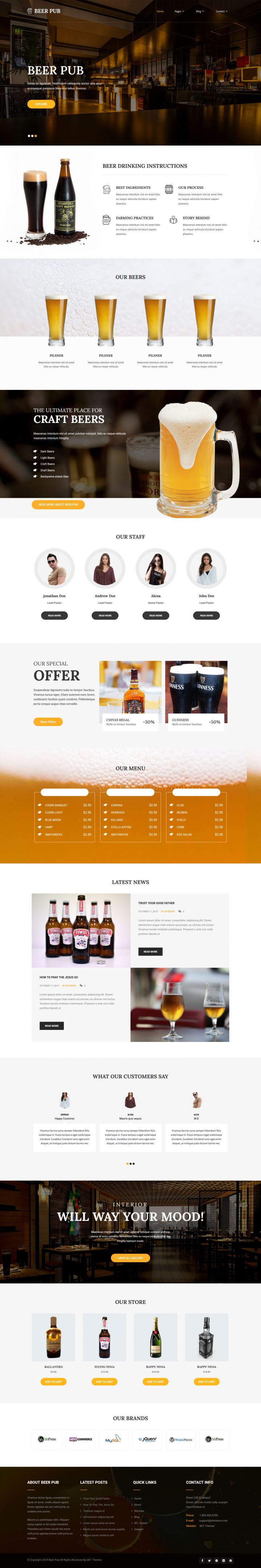WordPress шаблон SKT Themes Beer And Pub