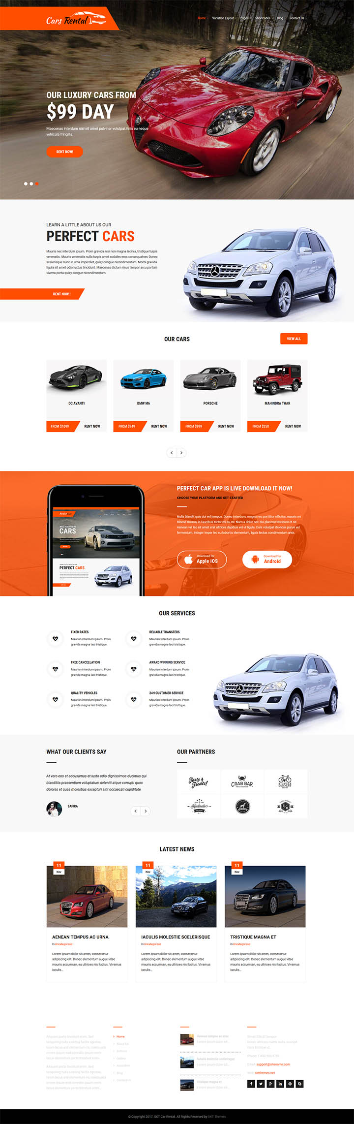 WordPress шаблон SKT Themes Car Rental