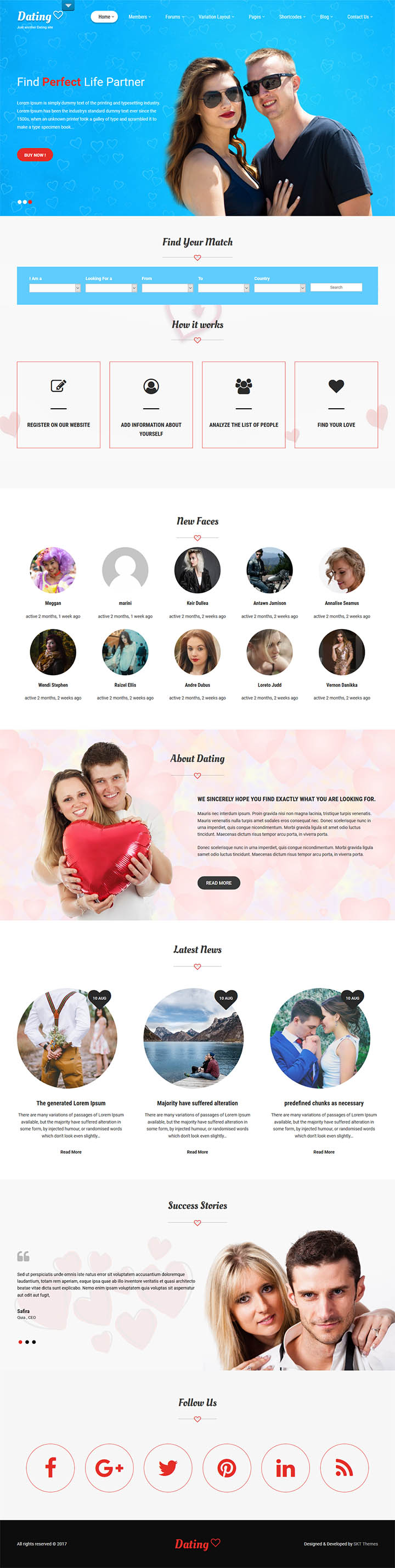 WordPress шаблон SKT Themes Dating