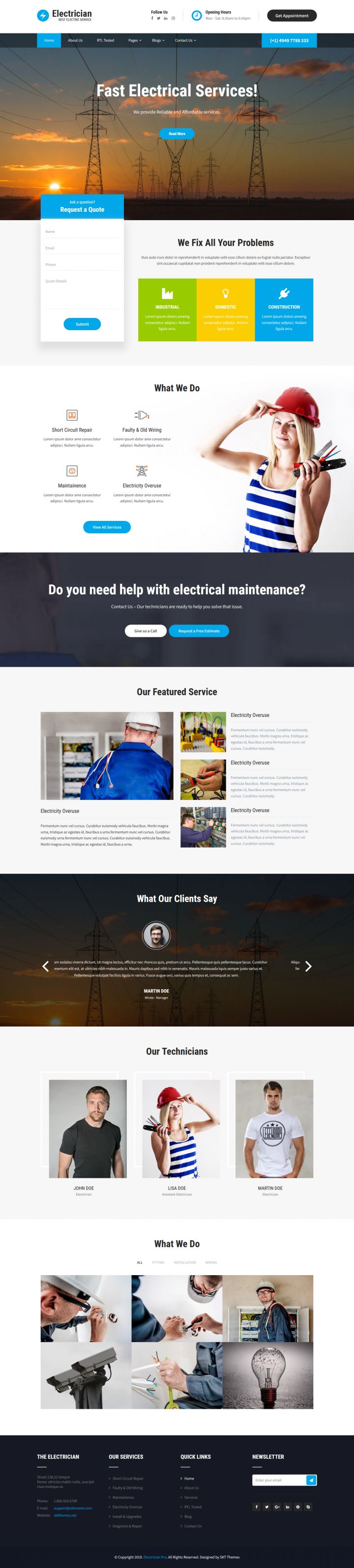 Шаблон SKT Themes Electrician Pro WordPress шаблон SKT Themes Electrician Pro