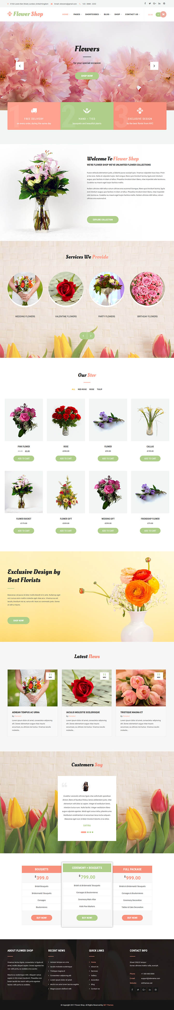 WordPress шаблон SKT Themes Flower Shop