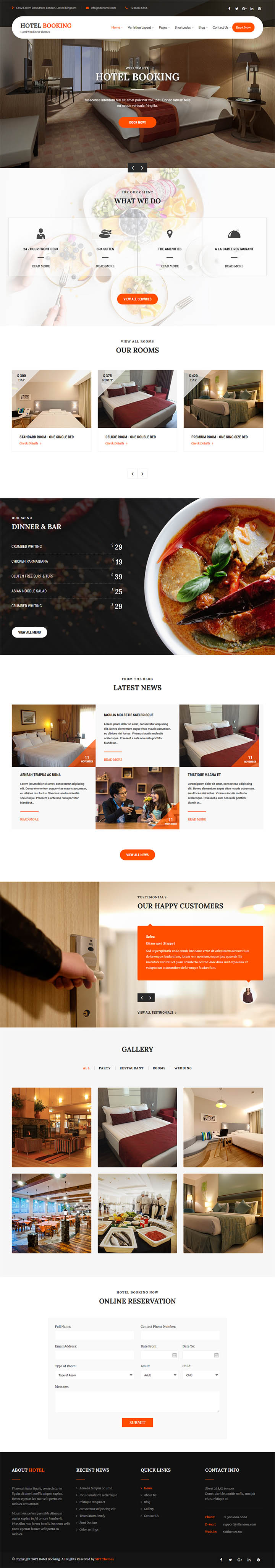 WordPress шаблон SKT Themes Hotel Booking