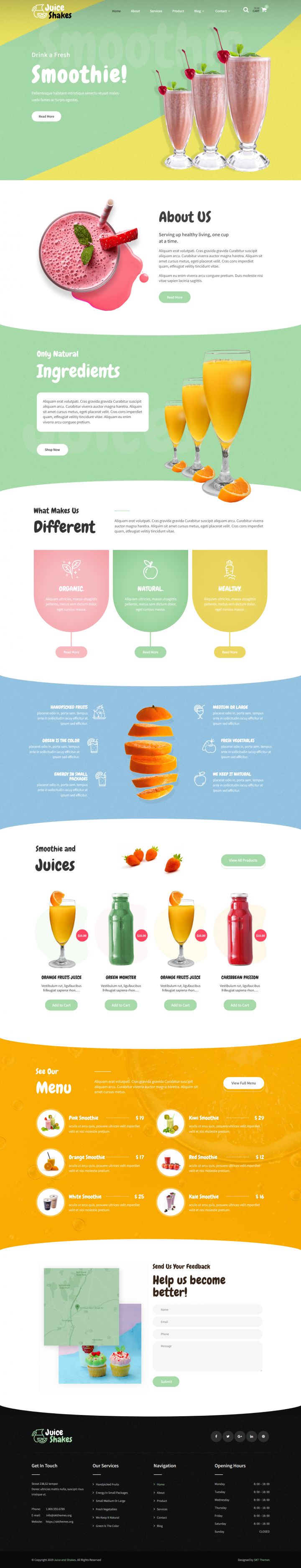 WordPress шаблон SKT Themes Juice And Shakes