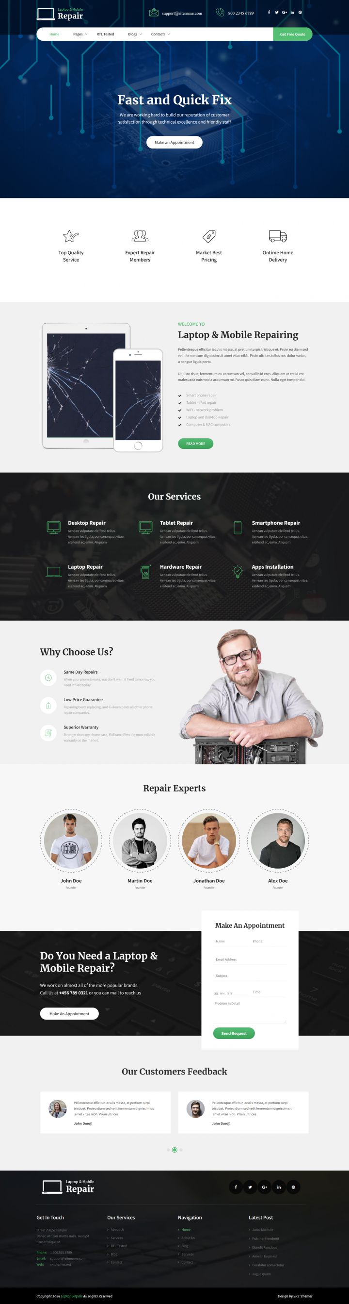 WordPress шаблон SKT Themes Laptop Repair Pro