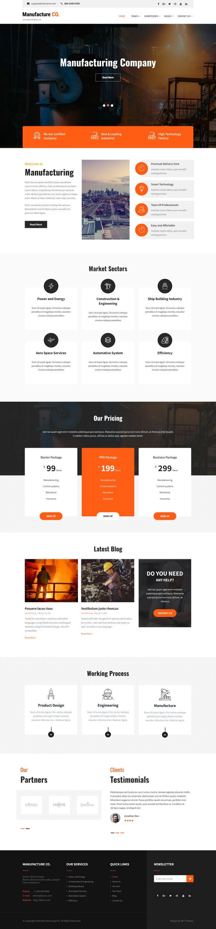 WordPress шаблон SKT Themes Manufacturing Pro