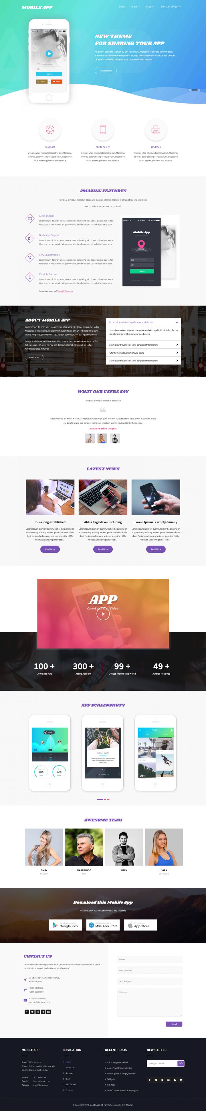 WordPress шаблон SKT Themes Mobile App