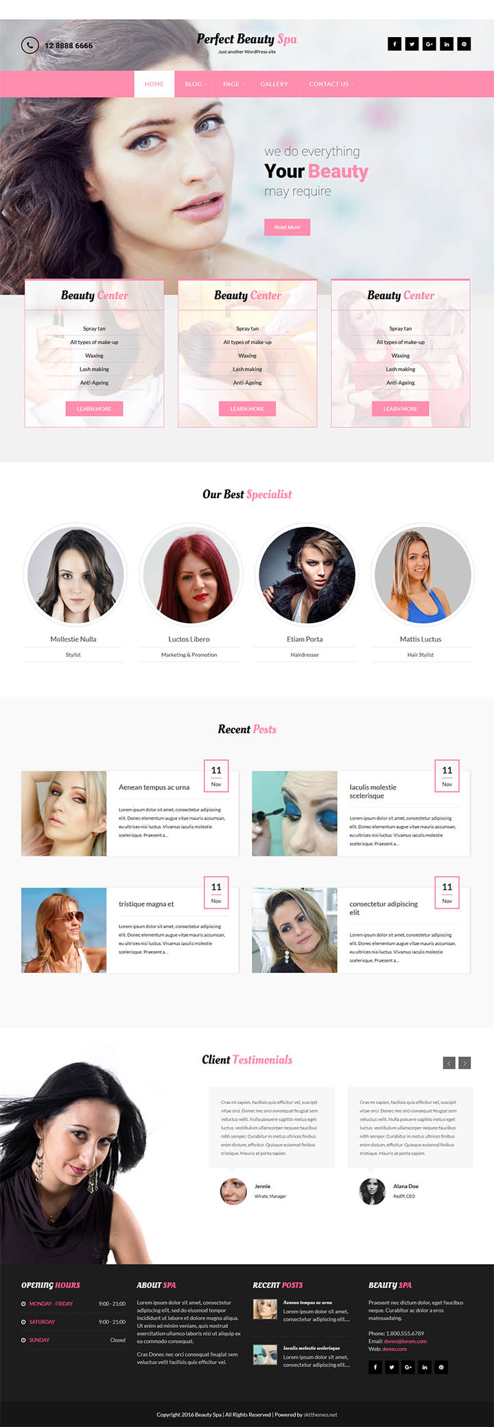 WordPress шаблон SKT Themes Perfect Beauty Spa