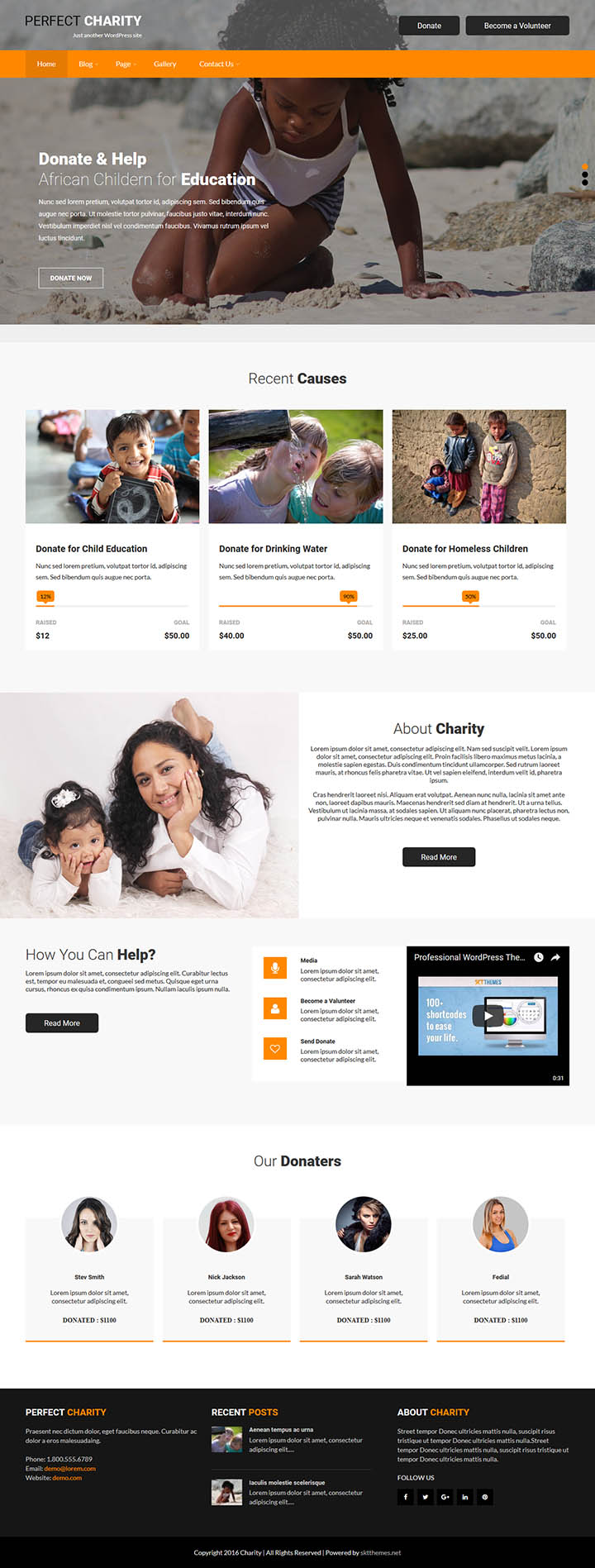 WordPress шаблон SKT Themes Perfect Charity