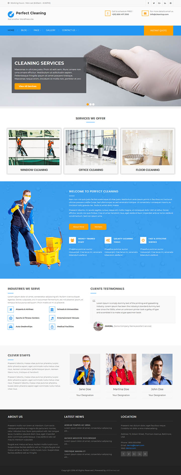 WordPress шаблон SKT Themes Perfect Cleaning