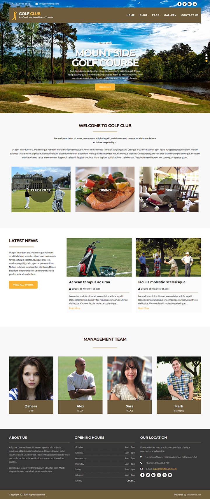 WordPress шаблон SKT Themes Perfect Golf Club