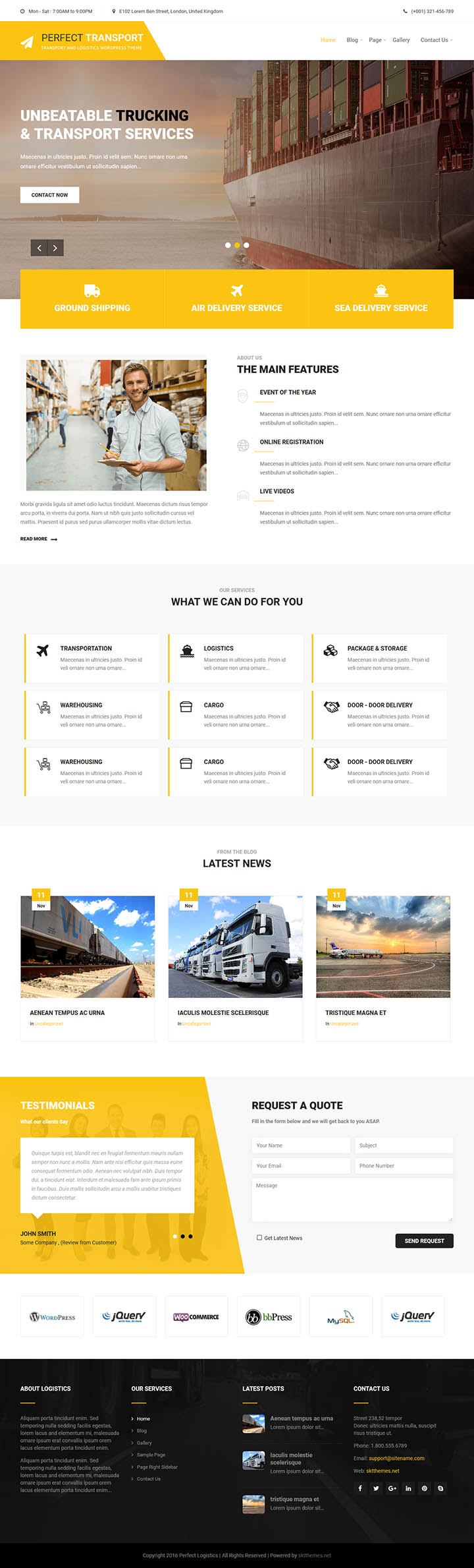 WordPress шаблон SKT Themes Perfect Logistics