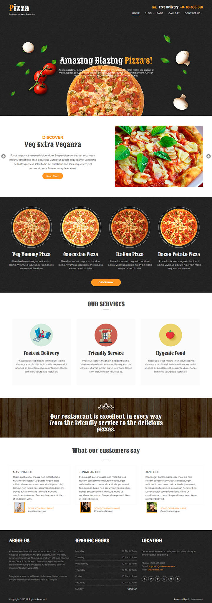 WordPress шаблон SKT Themes Perfect Pizza
