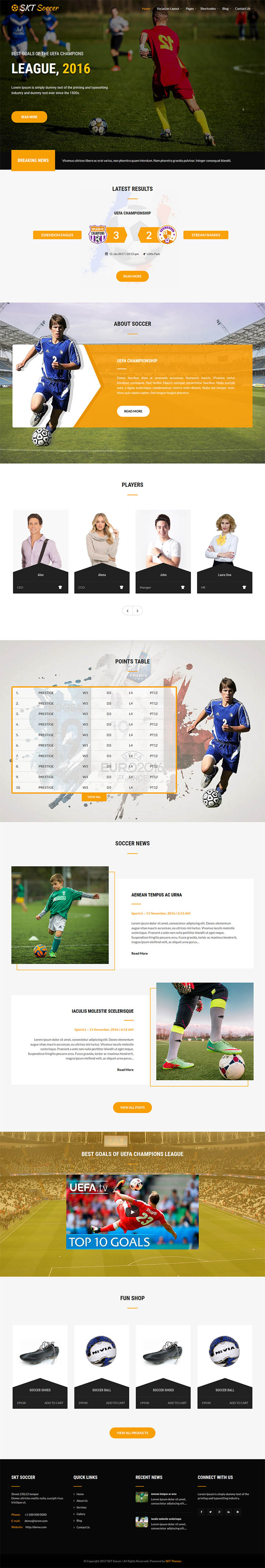 WordPress шаблон SKT Themes Soccer